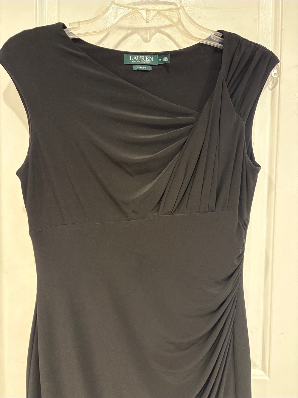 Lauren Ralph Lauren Black Ruched Sleeveless Midi Dress
